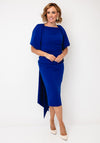 Kevan Jon Sydney Pencil With Cape Dress, Cobalt Blue