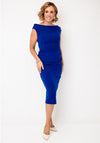 Kevan Jon Sydney Pencil With Cape Dress, Cobalt Blue