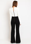 Kevan Jon Jude Long Sleeve Jumpsuit, Black & Ivory