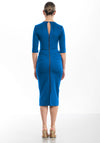 Kevan Jon Lana Twisted Neckline with Cut-Out Midi Dress, Bright Blue