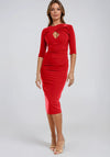 Kevan Jon Lana Twisted Neckline with Cut-Out Midi Dress, Red