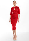 Kevan Jon Lana Twisted Neckline with Cut-Out Midi Dress, Red