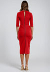 Kevan Jon Lana Twisted Neckline with Cut-Out Midi Dress, Red