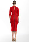 Kevan Jon Lana Twisted Neckline with Cut-Out Midi Dress, Red