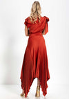 Kevan Jon Emilia Asymmetric Pleated Dress, Rust