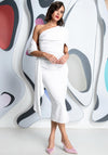 Kevan Jon Sadie Cape One Shoulder Dress, White