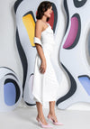 Kevan Jon Sadie Cape One Shoulder Dress, White