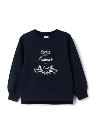 Zippy Girl Long Sleeve Sweater, Navy