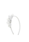 Isabella Floral Pearl Communion Headband, White