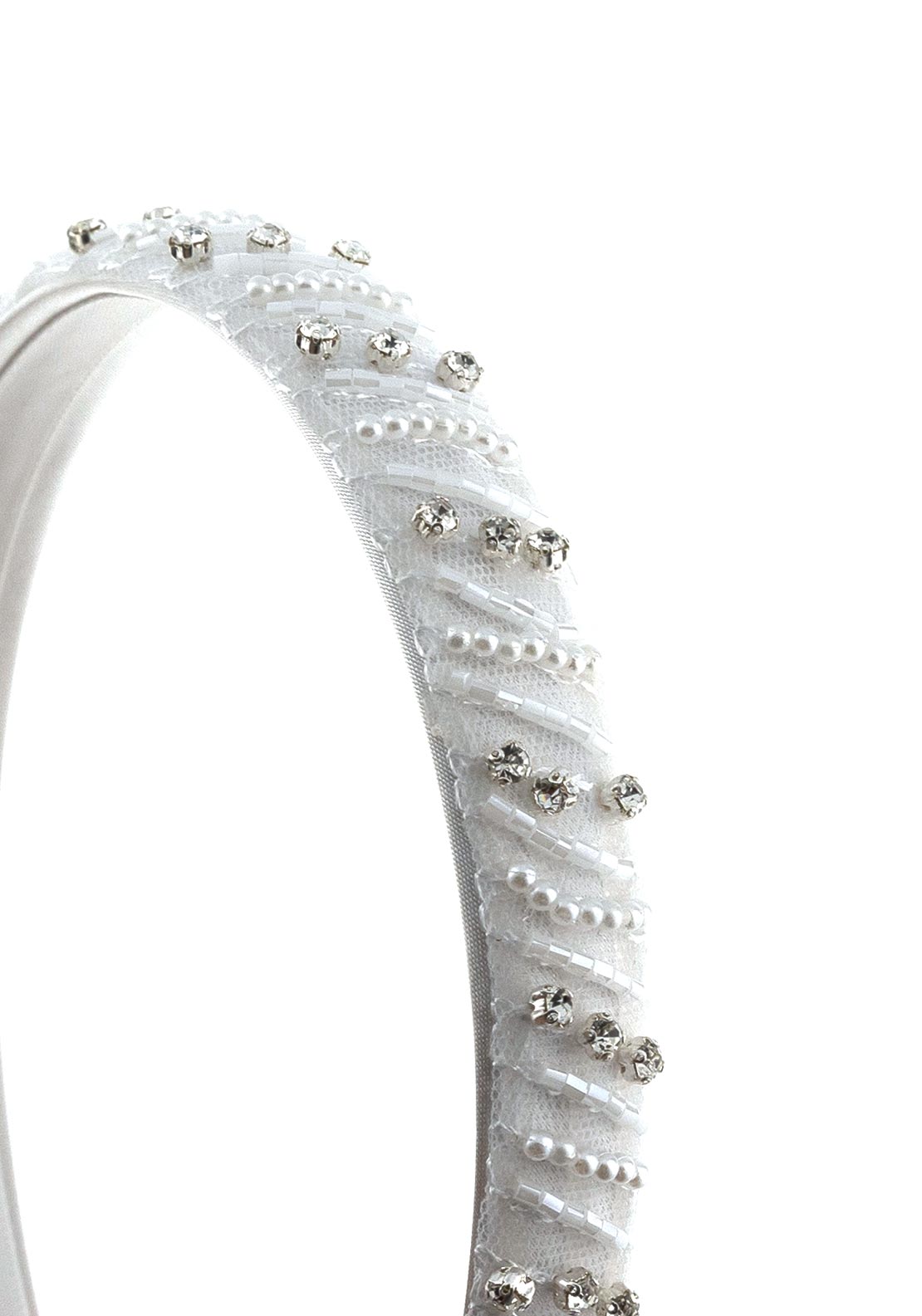 Little People Diamante and Pearl Communion Headband, White