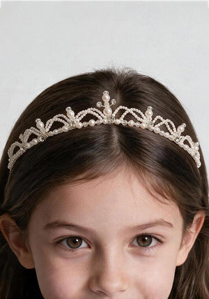 Poinsettia Pearl Communion Headpiece, White