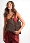 Katie Loxton Lori Suedette Tote Bag, Chocolate Brown