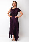 Kevan Jon Emilia Asymmetric Pleated Dress, Plum Purple
