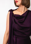 Kevan Jon Emilia Asymmetric Pleated Dress, Plum Purple