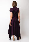 Kevan Jon Emilia Asymmetric Pleated Dress, Plum Purple