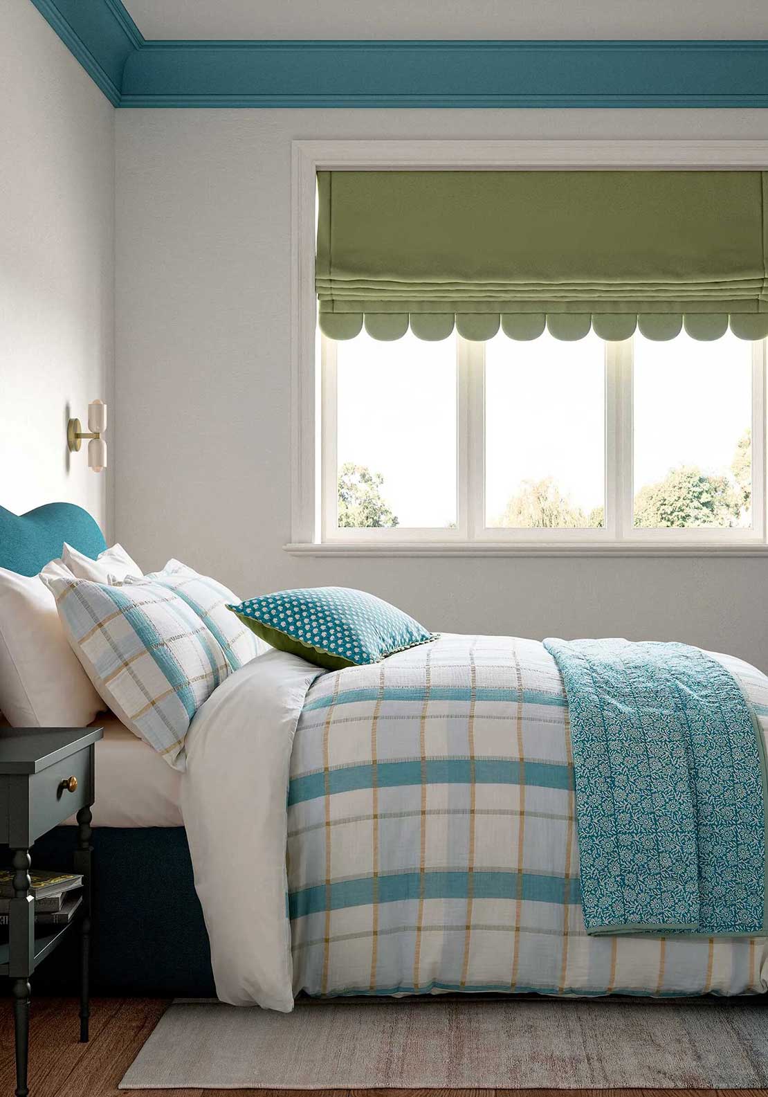 Land & Shore Rathlin Check Duvet Cover Set, Blue Multi
