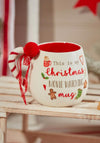 Langs Christmas Movie Pom Pom Mug, White and Red