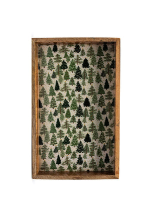 Langs Christmas Tree Wooden Serving Tray, Green Multi