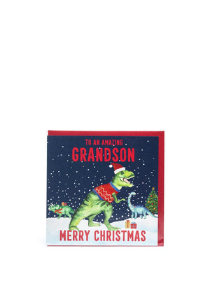 Langs To An Amazing Grandson Dinosaur Christmas Card
