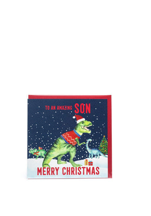 Langs To An Amazing Son Dinosaur Christmas Card