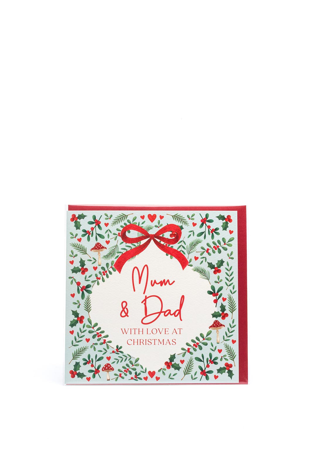 Langs Mum & Dad Holly Print Christmas Card