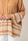 Serafina Collection Geometric Detail Relaxed Blouse, Beige