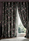 Laura Ashley Edita’s Garden Floral Lined Eyelet Curtains 90” x 90”, Charcoal