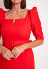 Laura Bernal Square Neck Knee Length Dress, Red