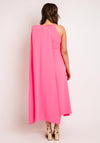 Laura Bernal Long Cape Sleeve Midi Dress, Bright Pink