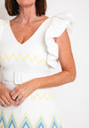 Laura Bernal Frill Sleeve Textured Midi Dress, White