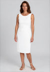 Laura Bernal Round Neck Pencil Midi Dress, White