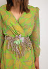 Laura Bernal Leaf Print Wrap Midi Dress, Green