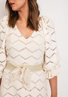 Laura Bernal V-Neck Cutout Pattern Midi Dress, Cream