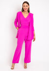 Laura Bernal Cape Shoulder Jumpsuit, Fuchsia