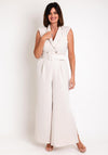 Laura Bernal Single Breasted Wide Leg Jumpsuit, Beige