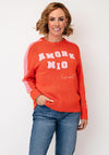 Le Comte Embroidered Print Knitted Sweatshirt, Orange Multi