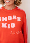 Le Comte Embroidered Print Knitted Sweatshirt, Orange Multi