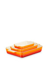 Le Creuset Set of 3 Rectangular Dishes, Flame