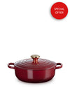 Le Creuset Signature Collection Cast Iron 3.4L Sauteuse Oven Dish, Garnet