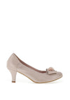 Le Babe Cluster Bow Low Heel Court Shoes, Stone