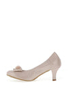 Le Babe Cluster Bow Low Heel Court Shoes, Stone
