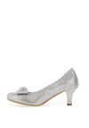 Le Babe Cluster Bow Low Heel Court Shoes, Silver