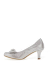 Le Babe Cluster Bow Low Heel Court Shoes, Silver