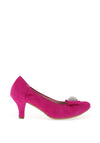 Le Babe Cluster Bow Low Heel Court Shoes, Magenta