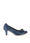 Le Babe Metallic Bow Shimmer Low Heeled Shoes, Navy Blue