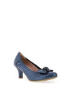 Le Babe Metallic Bow Shimmer Low Heeled Shoes, Navy Blue