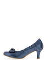 Le Babe Metallic Bow Shimmer Low Heeled Shoes, Navy Blue