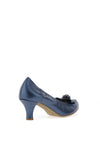 Le Babe Metallic Bow Shimmer Low Heeled Shoes, Navy Blue