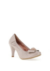 Le Babe Metallic Bow Shimmer Heeled Shoes, Pearl