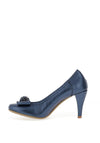 Le Babe Metallic Bow Shimmer Heeled Shoes, Navy Blue
